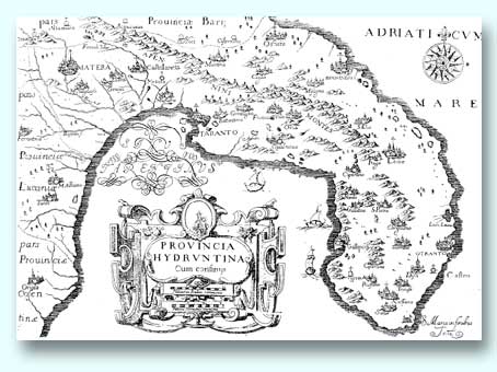 Terra d’Otranto. La tavola è tratta dall’ “Atlante delle Province Cappuccine”, edito a Torino nel 1649