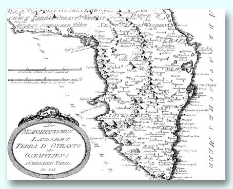 Terra d’Otranto. La tavola è una carta militare tedesca del 1714